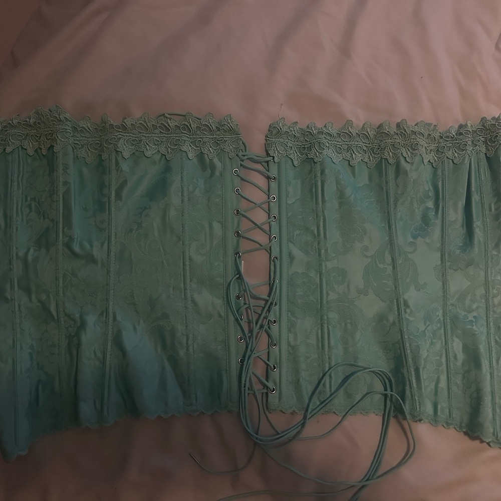 Frederick’s of Hollywood Hollywood Dream Corset in Discontinued Teal Color